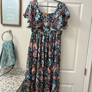 Floral Ruffle Maxi Dress
